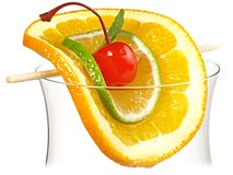 Fruchtspie&szlig; &uuml;ber dem Glasrand