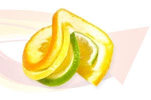 Cocktail-Garnitur aus Zitrusfr&uuml;chten