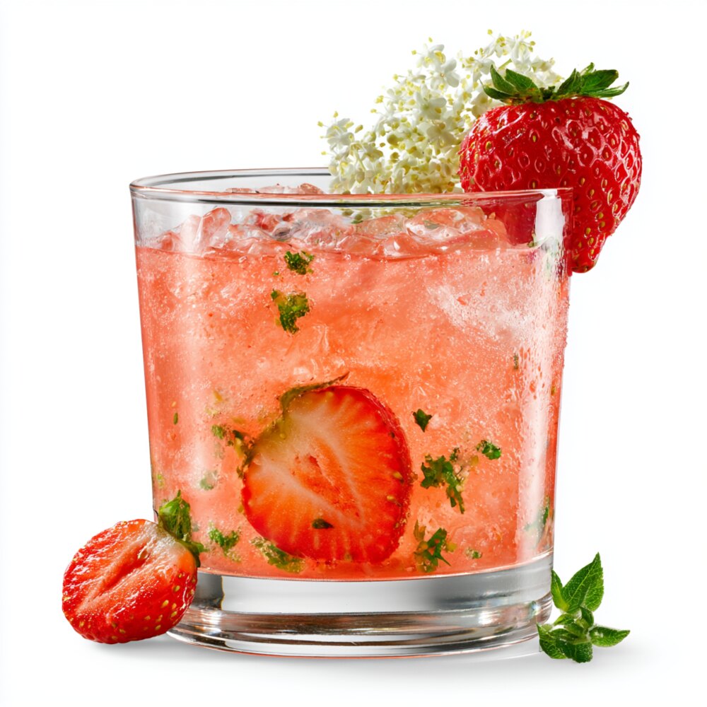 Erdbeer-Holunderblüten-Caipirinha