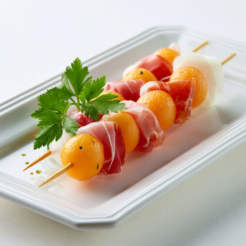 Melonenspieße mit Parmaschinken